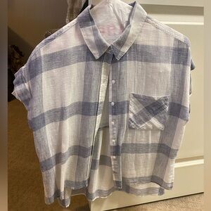 Rails white and blue paid button down